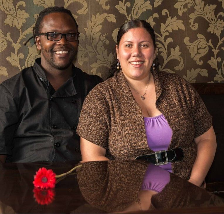 Founders, Desmin & Jania Daniels, at their flagship business, Rose Petals Cafe & Lounge